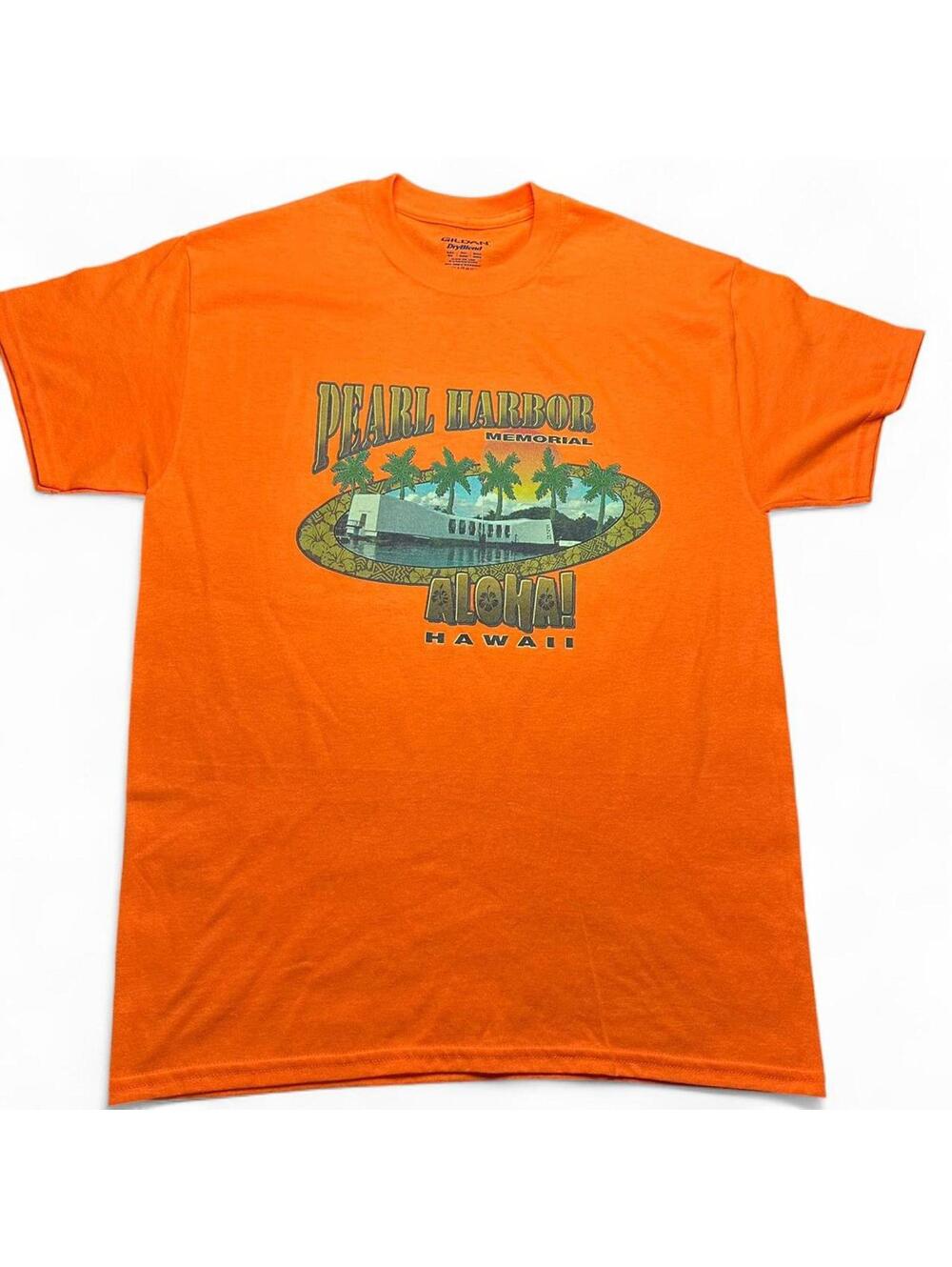 Bright Orange Pearl Harbor Souvenir T-Shirt - Size M